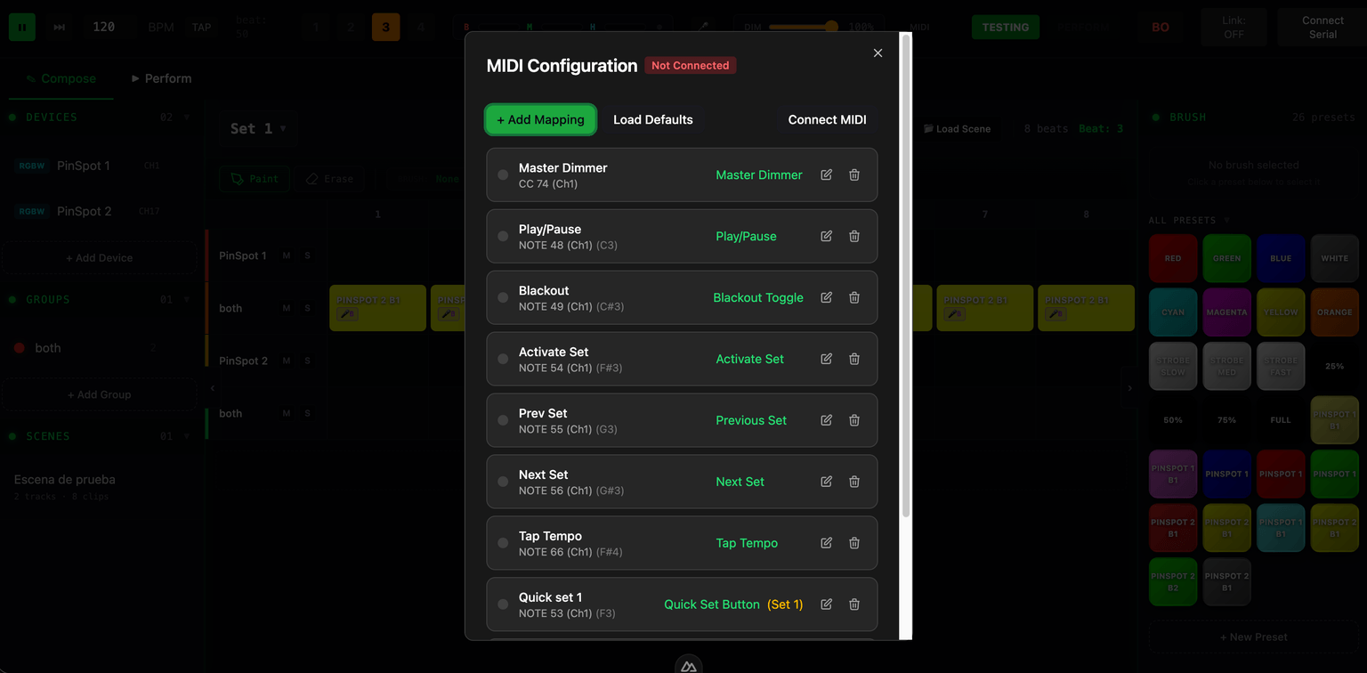 MIDI controller mapping