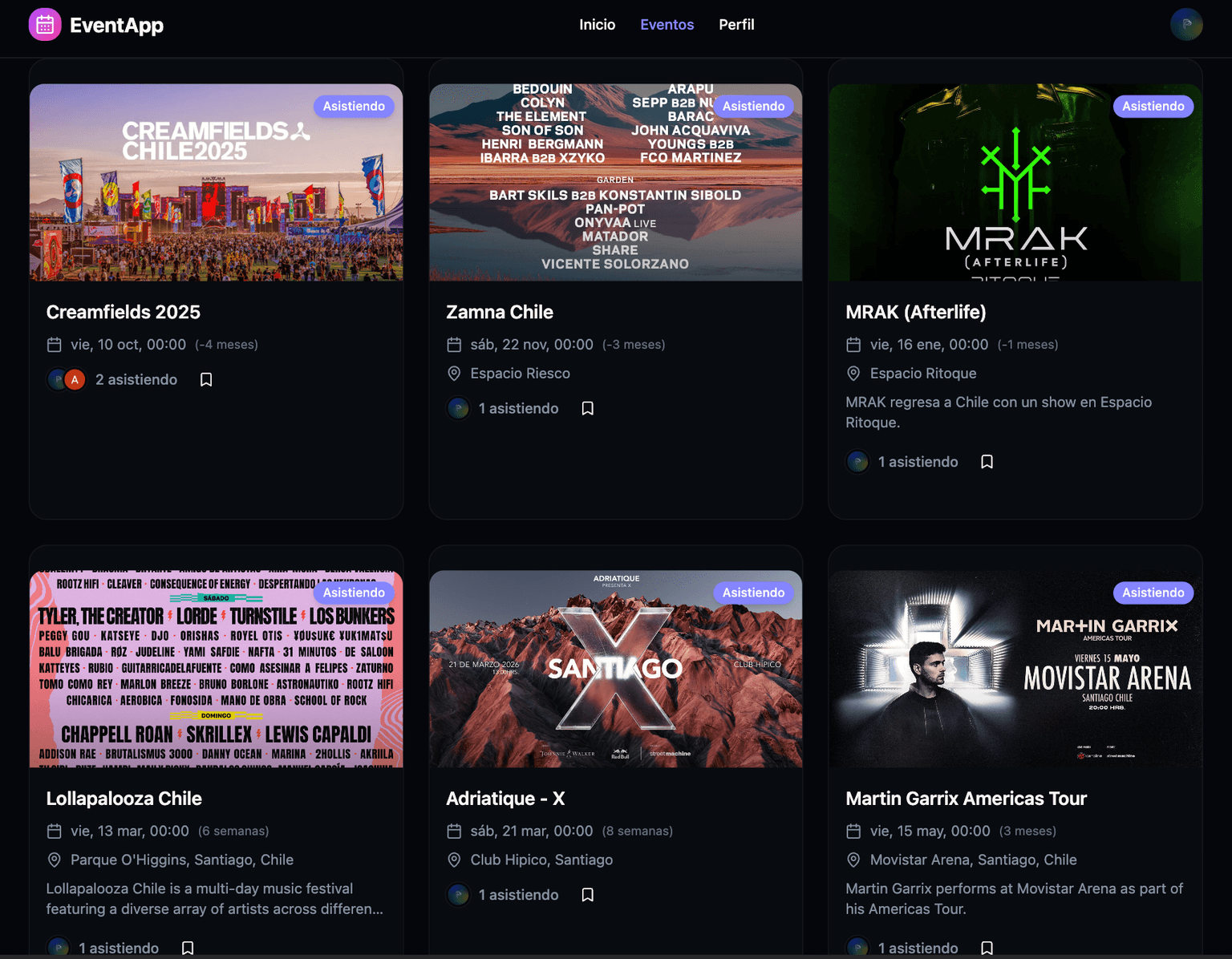 Event timeline dashboard